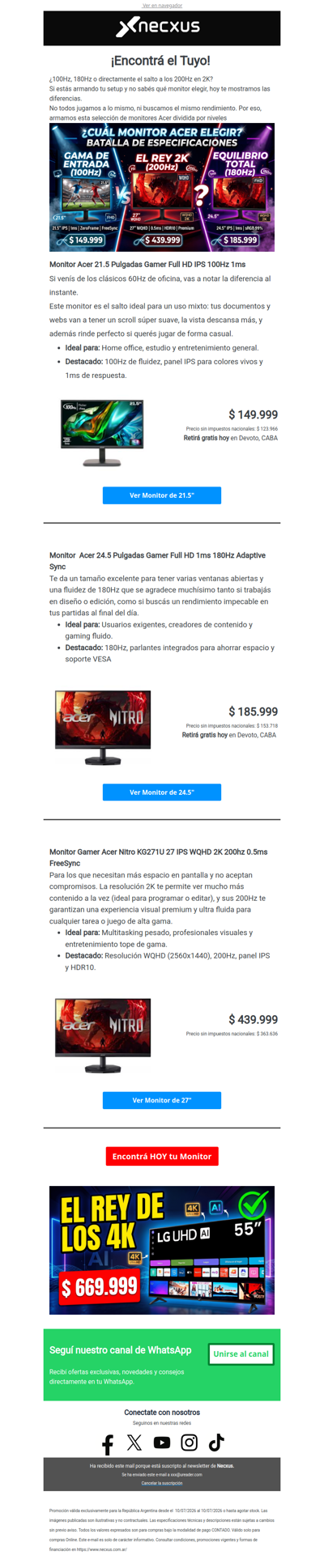 🔥 Monitores Acer desde $149.999