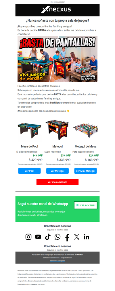 🎱 Pool, Metegol y familia hasta 23% OFF