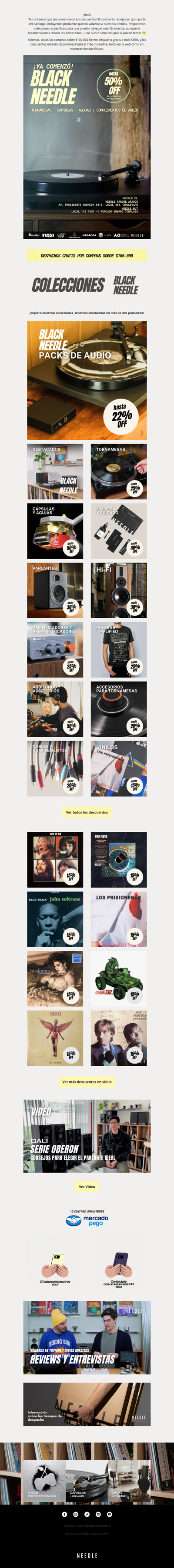 Black Needle: Hasta 50% OFF, despacho gratis a todo Chile 🙌