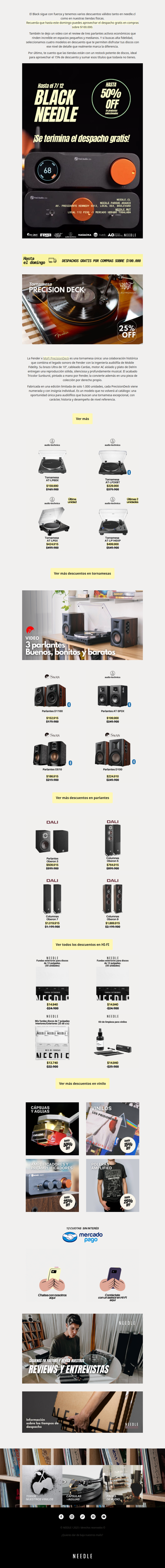 Aprovecha: se acaba el despacho gratis en Black Needle ⏳