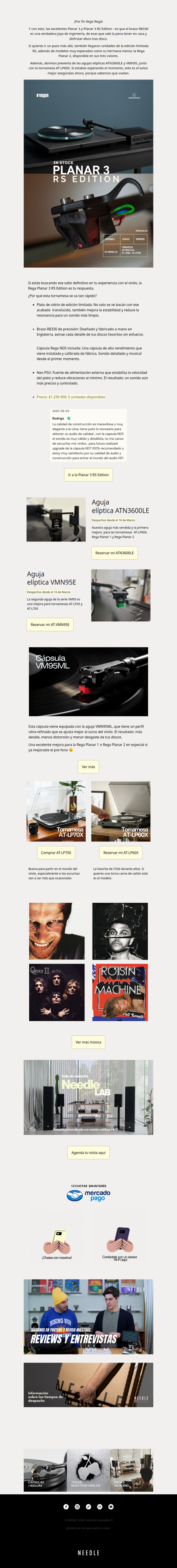 Nuevamente en stock  Planar 3 y preventa de agujas  👀