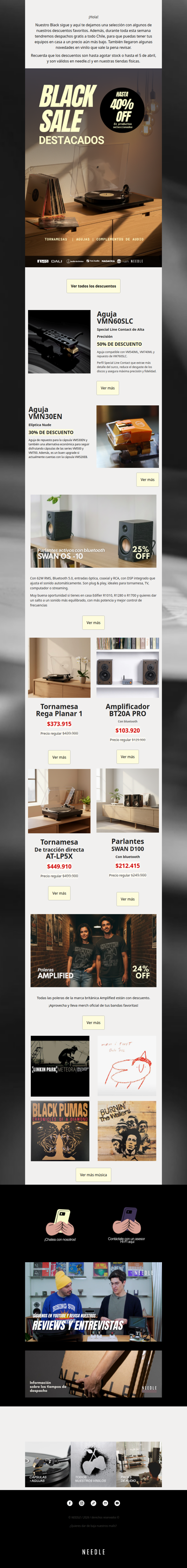 Destacados Needle Black: Hasta 40% OFF en productos seleccionados