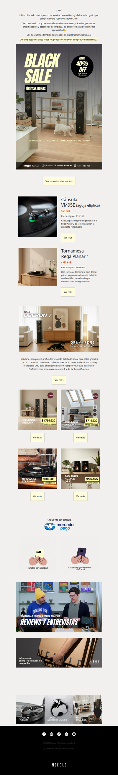 Últimas horas Black Needle: Hasta 40% OFF en productos seleccionados