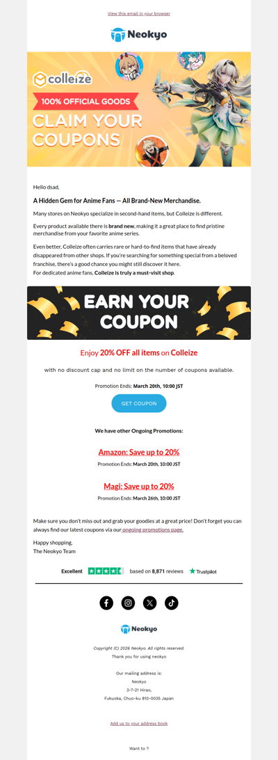 20% OFF Brand-New Anime Merch