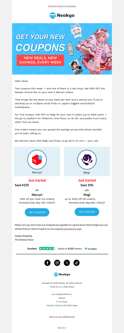 Double coupon week: Mercari & Magi savings inside