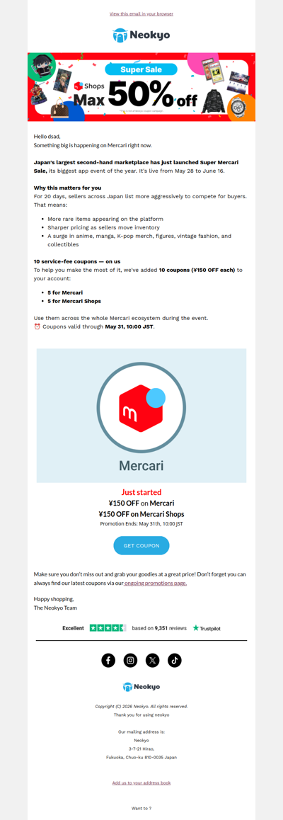 Mercari's biggest sale just kicked off