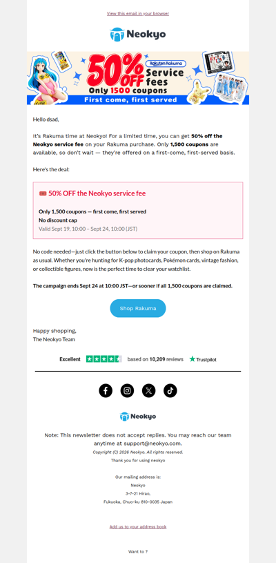 Neokyo - 1,500 Limited Coupons!