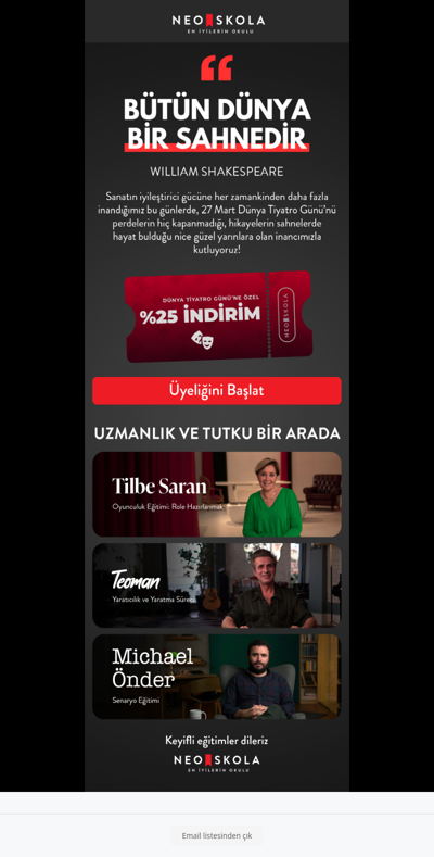 Dünya Tiyatro Günü’ne Özel İndirim Seni Bekliyor!