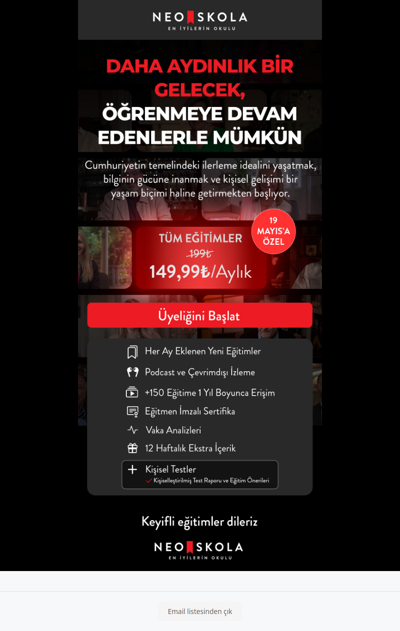 19 Mayıs'a özel %25 indirimi kaçırma! 🇹🇷