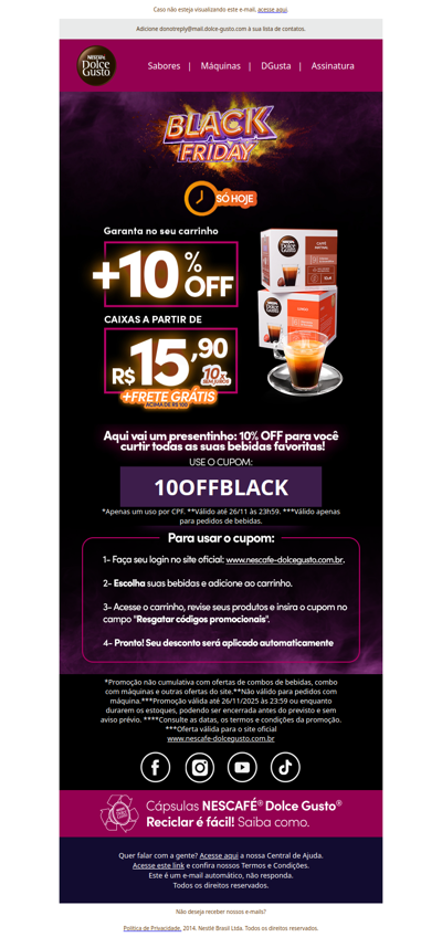 ⏰CUPOM EXCLUSIVO: +10%OFF em bebidas!