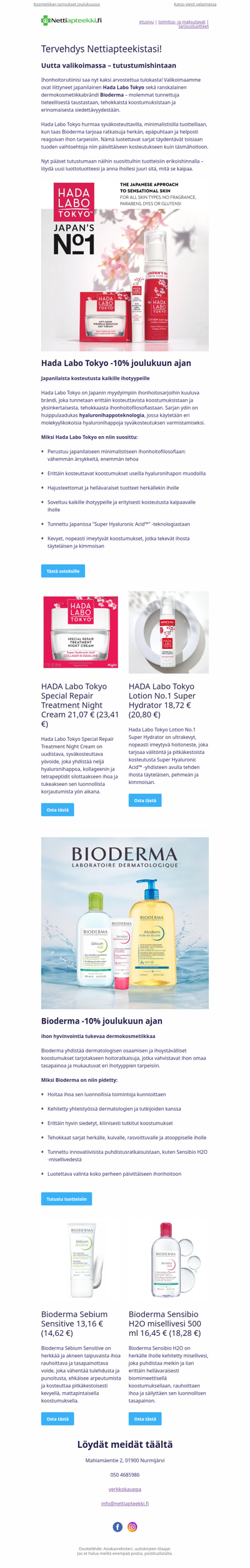 Uutta valikoimassa Hada Labo Tokyo & Bioderma – tutustumishintaan