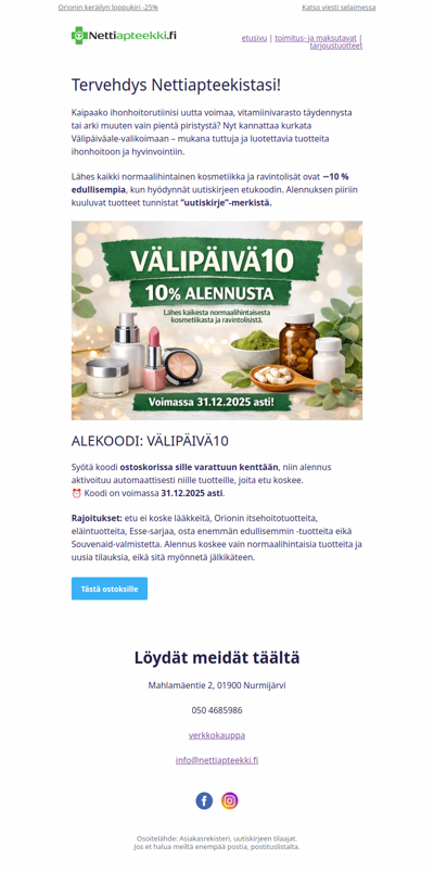 Välipäiväale! Kurkkaa koodisi etuihin