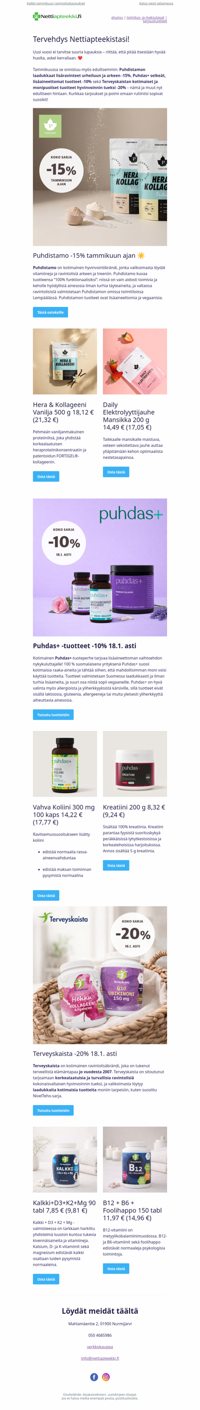 Vitamiinit ja ravintolisät alkuvuoden arkeen ja treeniin edullisemmin!