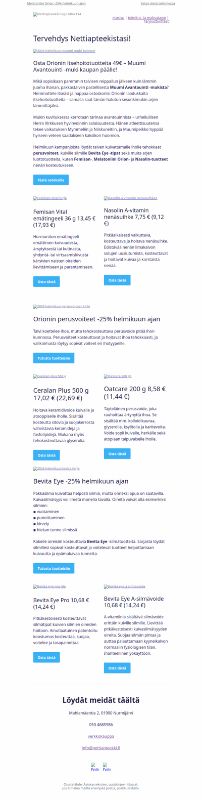 Osta Orionia – Muumi Avantouinti -muki kaupan päälle