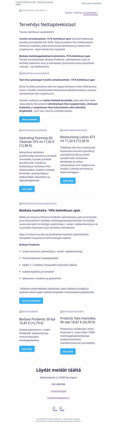 Helmikuun suosikit: CeraVe-vartalotuotteet & BioGaia