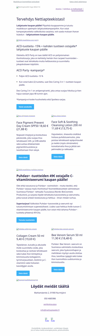 ACO & Puhdas+ – lahjatuote kaupan päälle