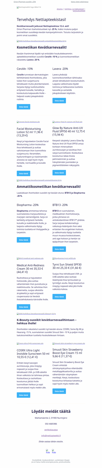 Kevätkarnevaalit! Kosmetiikan suosikit kampanjahintaan