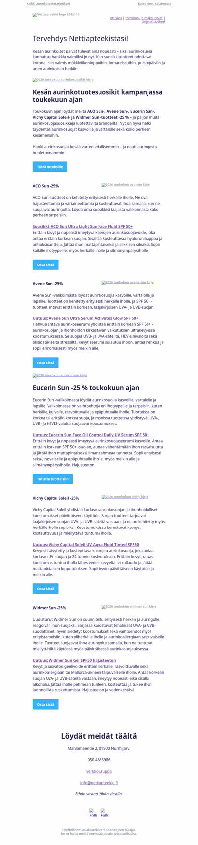 Hanki aurinkosuojat valmiiksi kesään – nyt edullisemmin