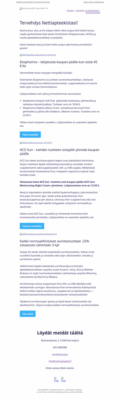 Ekopharma & ACO Sun – lahjatuote kaupan päälle