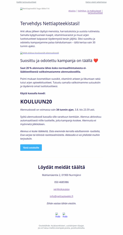 Huippuetu lähes koko valikoimasta – vain 34 tunnin ajan!