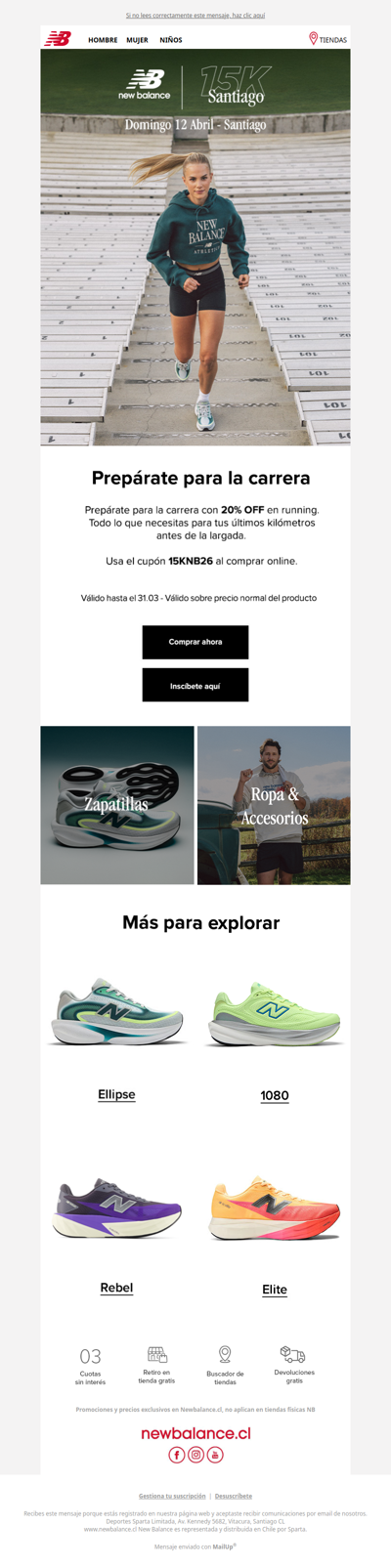 Aprovecha el cupón de 20% dcto para prepararte para la carrera🏃‍♂️