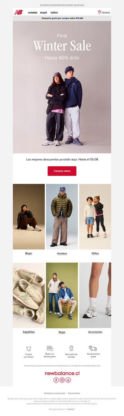 ¡Ya comenzó!❄️:FINAL WINTER SALE Hasta 60% dcto