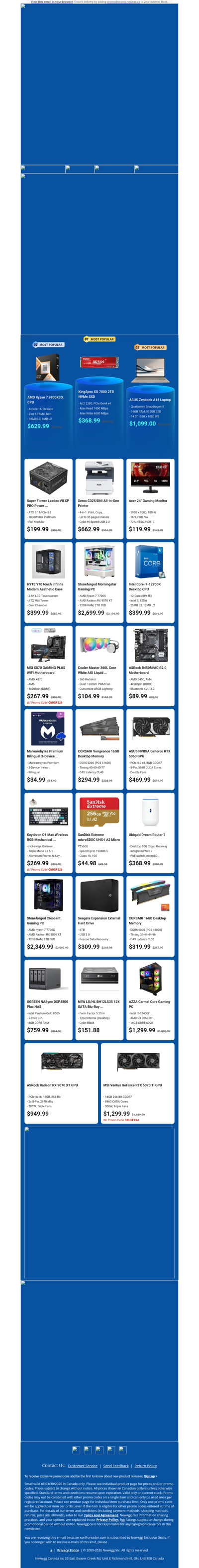 $629.99 AMD Ryzen 7 9800X3D Processor! $368.99 KingSpec 2TB NVMe SSD!