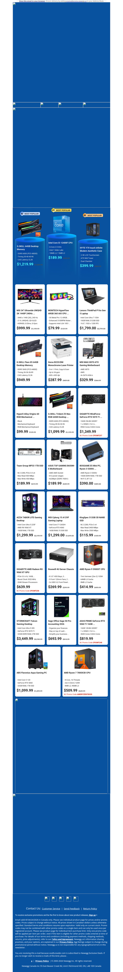 $189.99 Intel Core i5 CPU! $999.99 MSI 34'' Ultrawide Gaming Monitor!