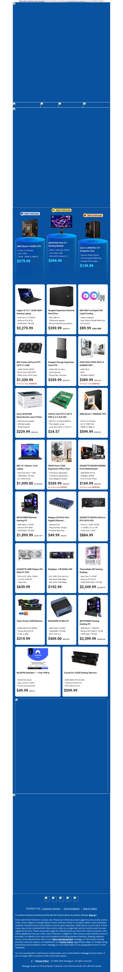 $279.99 AMD Ryzen 5 9600X Processor! $599.99 ASUS ROG Strix 27