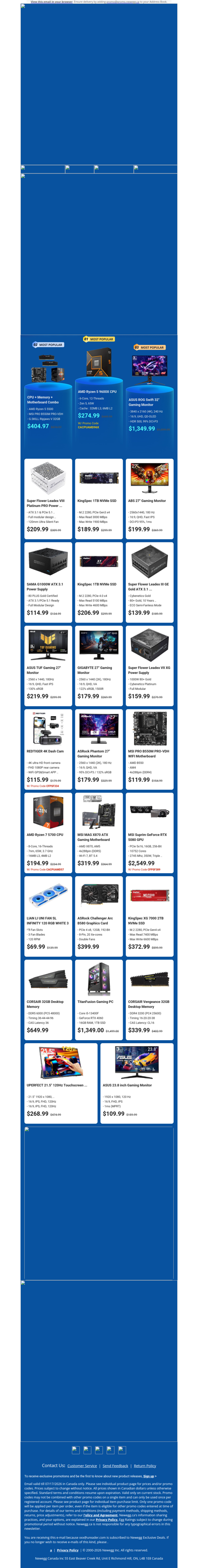 $274.99 AMD Ryzen 5 9600X Processor! $1349.99 ASUS ROG Swift 32