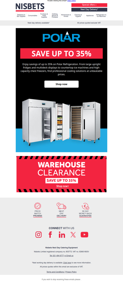 NOW LIVE: up to 35% off Polar refrigeration