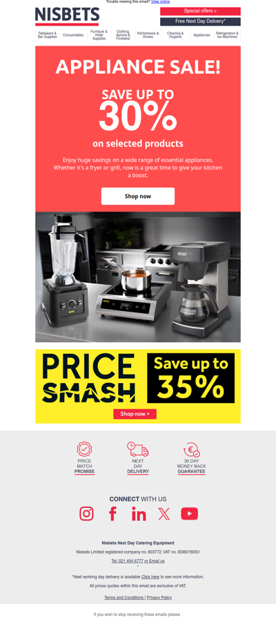 Save up to 30% on selected appliances - limited time!