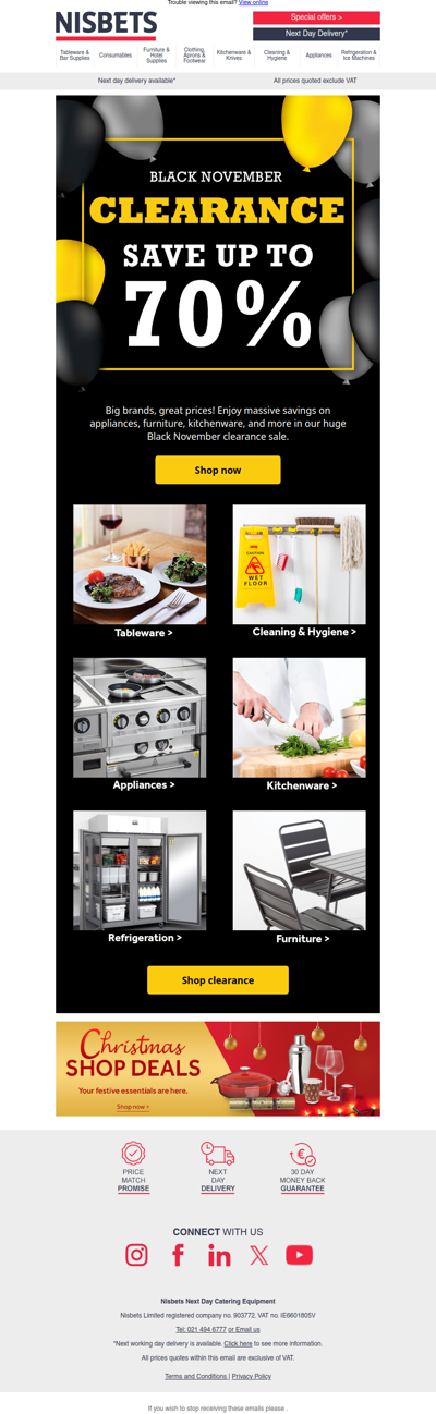 Massive clearance savings - up to 70% off