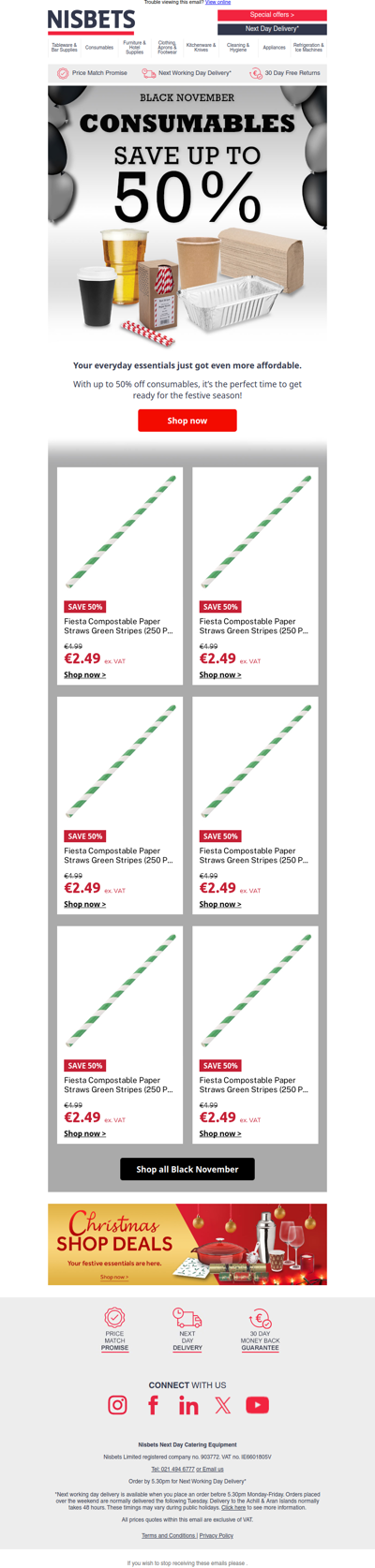 Don’t miss up to 50% off consumables - perfect for the festive rush!