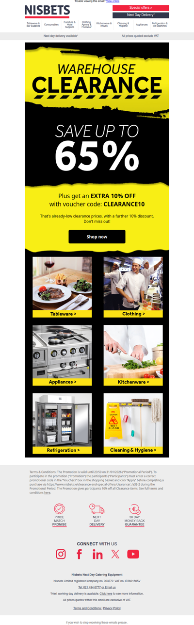 Up to 65% off clearance lines + extra 10% off