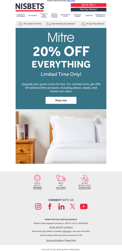 Now live: 20% off Mitre Linen