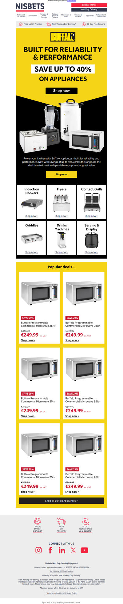 Save up to 40% on Buffalo appliances