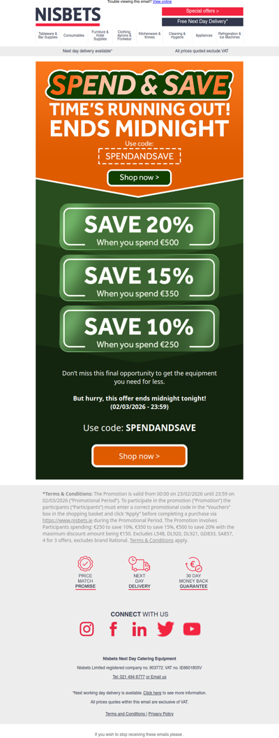 Last chance! Spend & Save ends tonight