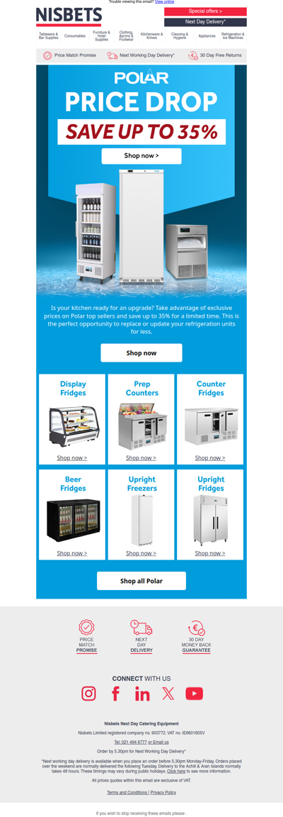 Don't miss up to 35% off Polar refrigeration