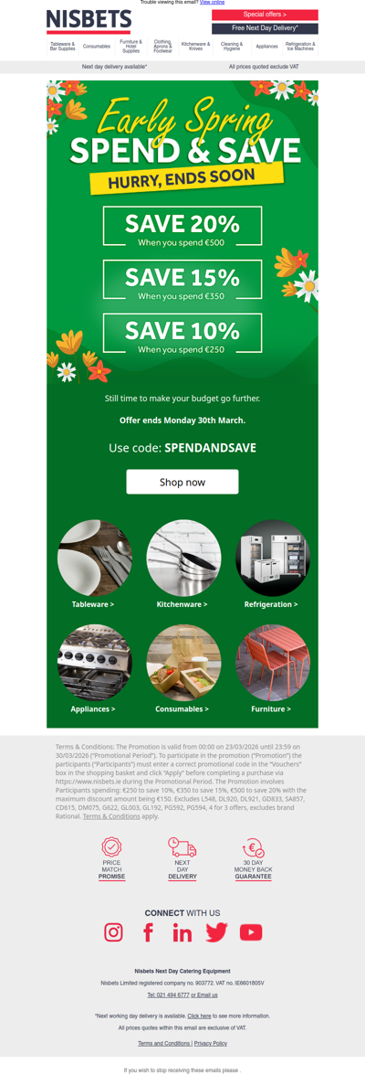 Hurry! Our early spring Spend & Save event ends soon