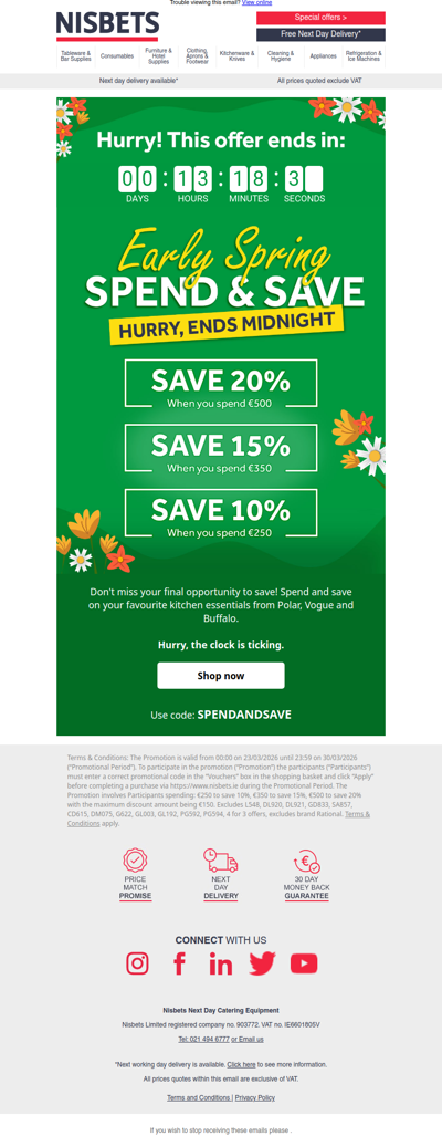 Last chance! Spend & Save ends at midnight