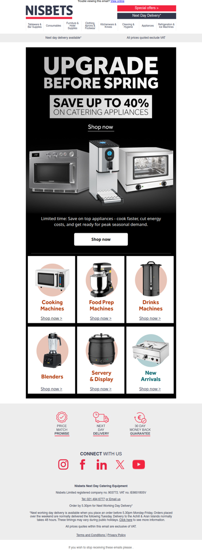 Save up to 40% on top appliances