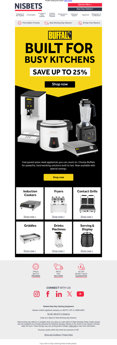 Save up to 25% on Buffalo appliances