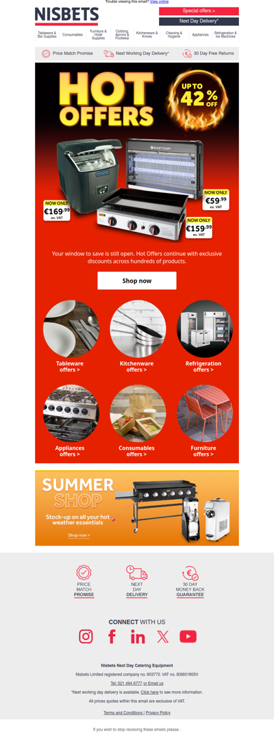 Save up to 42% with our Hot Offers