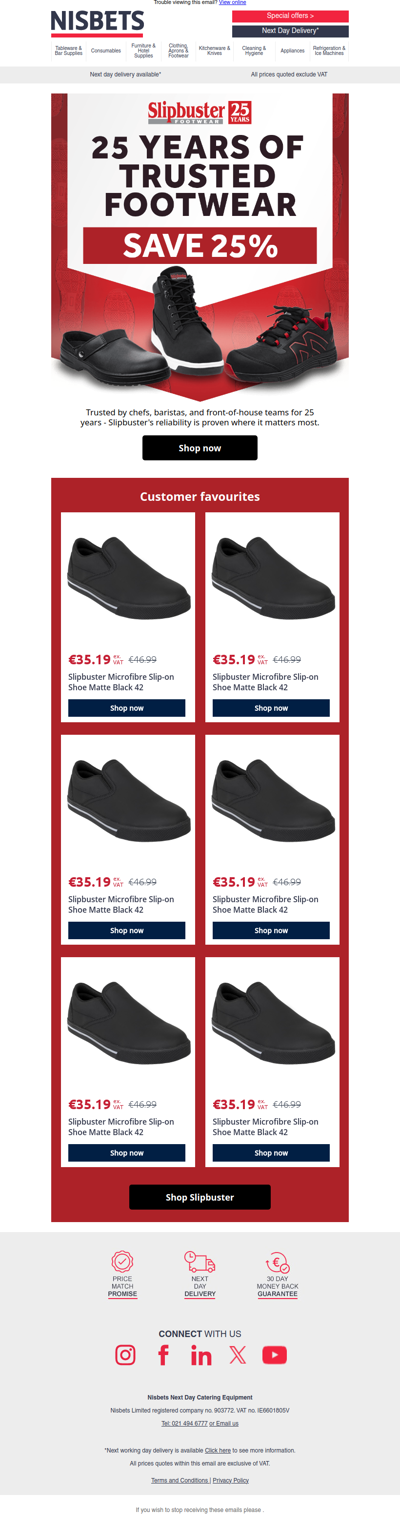 25 years of trusted footwear. Save 25% on Slipbuster today!
