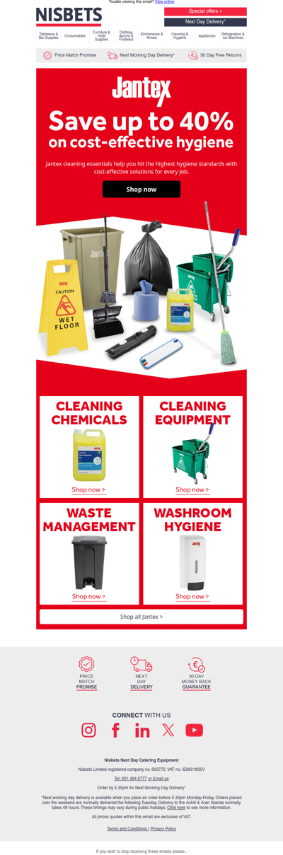 Cut cleaning costs with up to 40% off