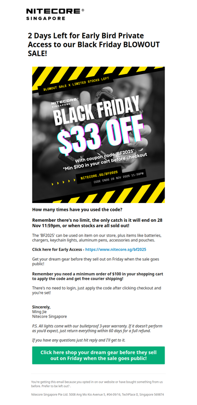 Last chance for $33 off everything