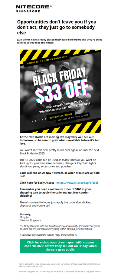 All stocks will be gone tomorrow