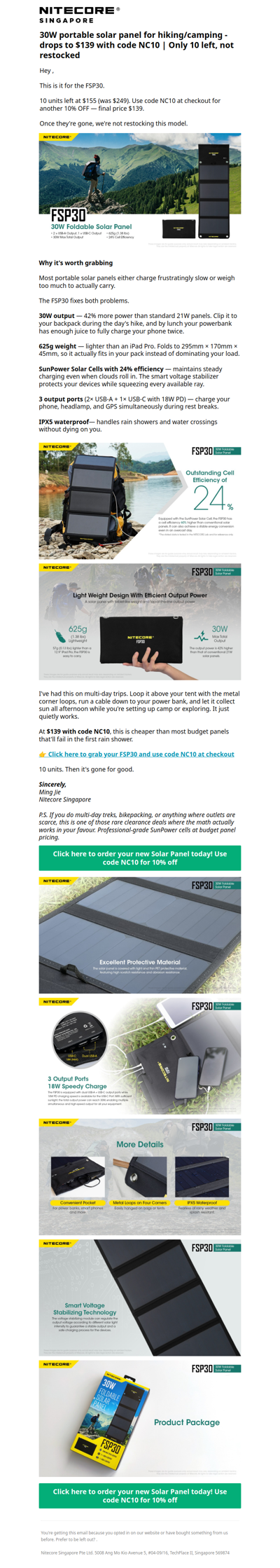 🔥 LAST 10: Solar panel $139 (was $249) + code