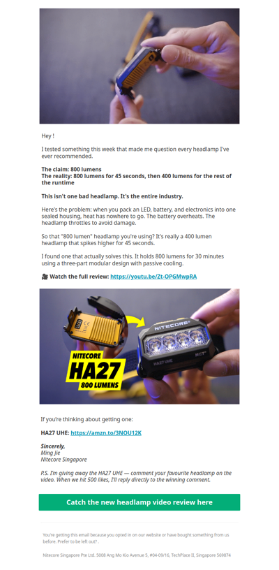 Your headlamp is lying to you (HA27 UHE review)